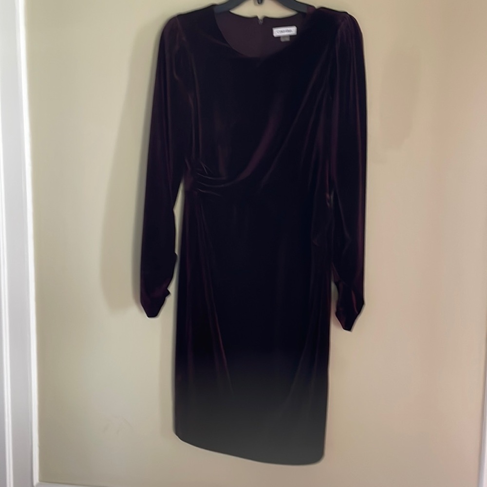 Calvin Klein purple velvet dress